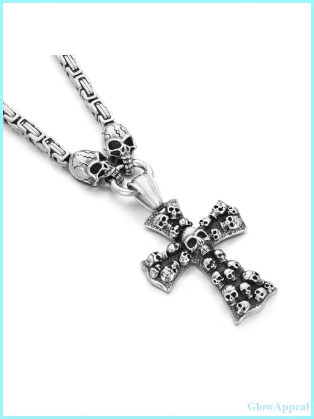 Stainless Steel Skull Cross Necklace Cuban Link Chain Gothic Punk Men's Jewelry